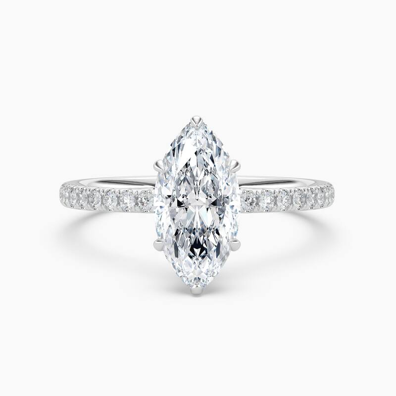 Auriya 14k Gold Marquise Lab Grown Floral Petal Diamond Accent Engagement Ring 1.00 to 5.00 ct. tw. (F-G, VS) - 6.5 - 1.75 carats - White