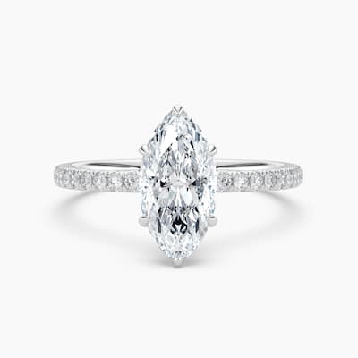 Auriya 14k Gold Marquise Lab Grown Floral Petal Diamond Accent Engagement Ring 1.00 to 5.00 ct. tw. (F-G, VS)