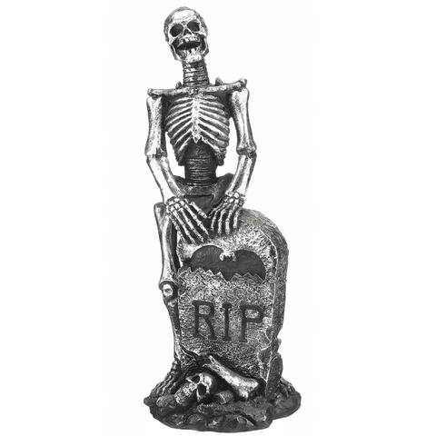 20" Silver Skeleton and Gravestone
