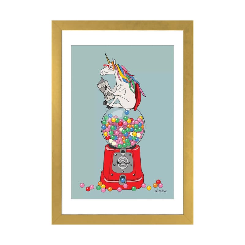 iCanvas "Unicorn Gumball Poop" by Notsniw Art - Gold - 24x16x1