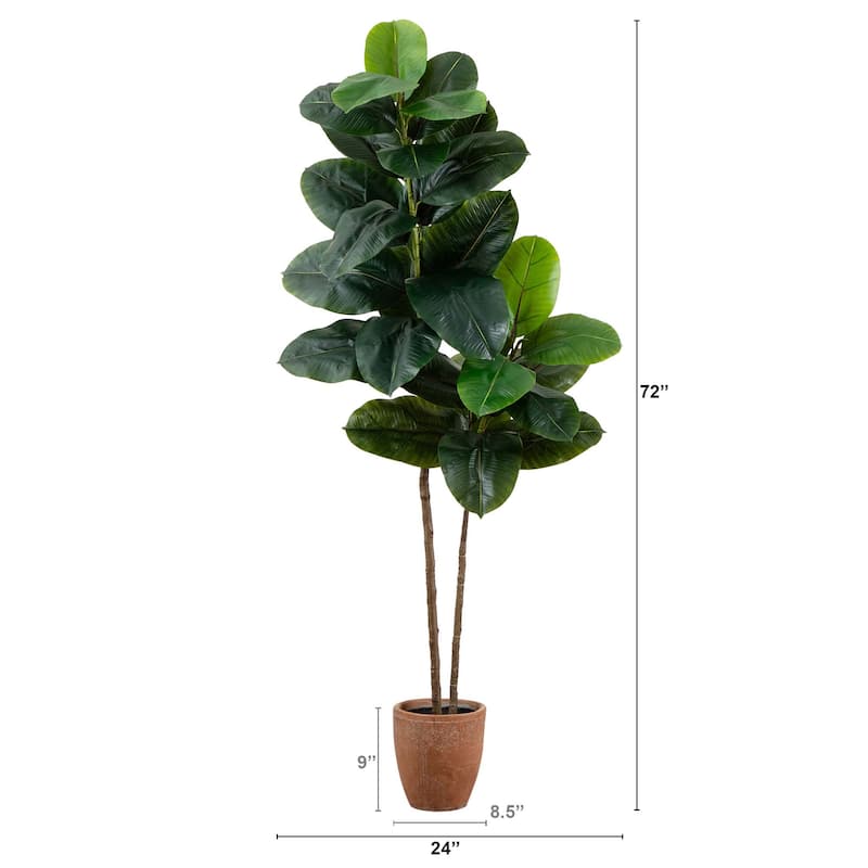 Rubber Artificial Potted Tree - 6' - Green