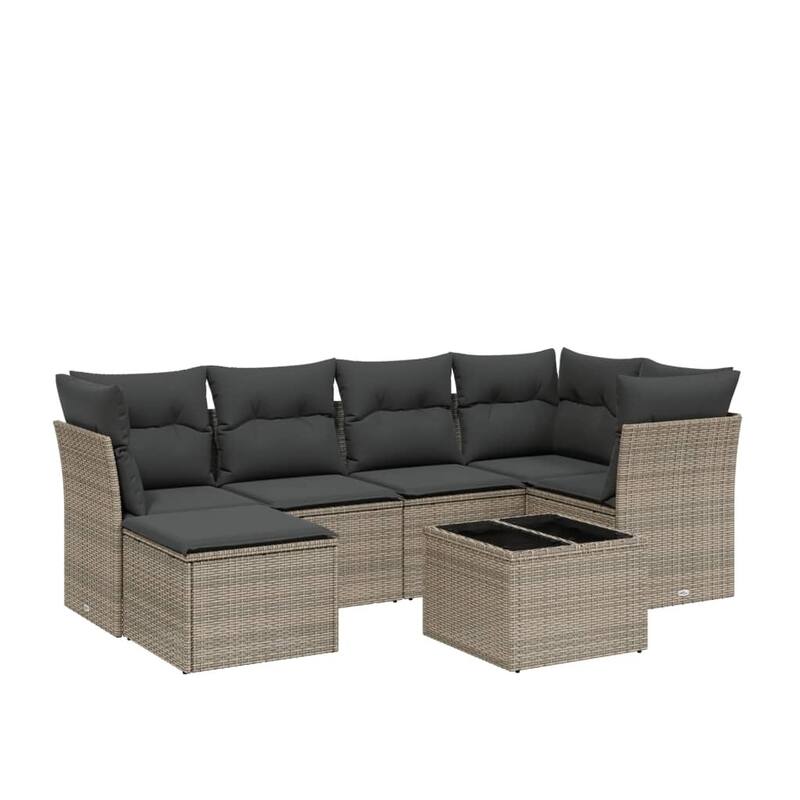 vidaXL Garden Sofa Set Beige/Black/Brown/Grey