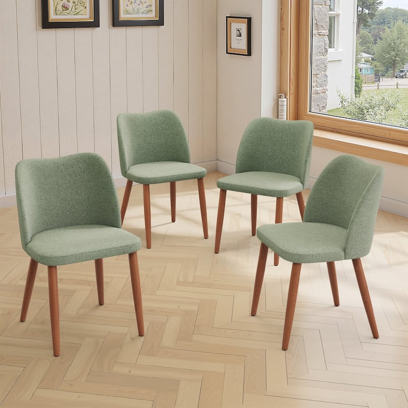 Modern Upholstered Dining Chairs with Padded Seat and Wood Legs