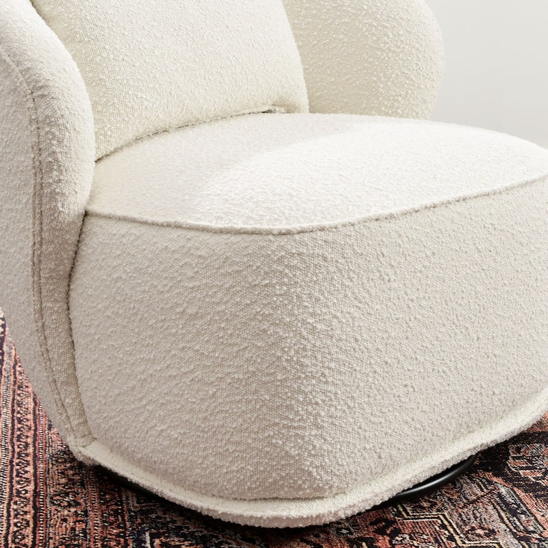KINWELL 33" W Sherpa Boucle Upholstered Accent Swivel Chair (Set of 2)