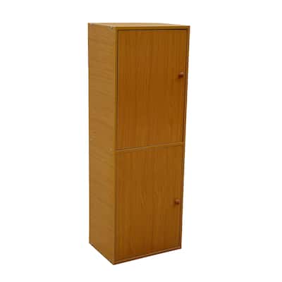 Standard Natural Two Door Verticle Adjustable Book Shelf - Orange - 47.5" x 16.5 x 12"