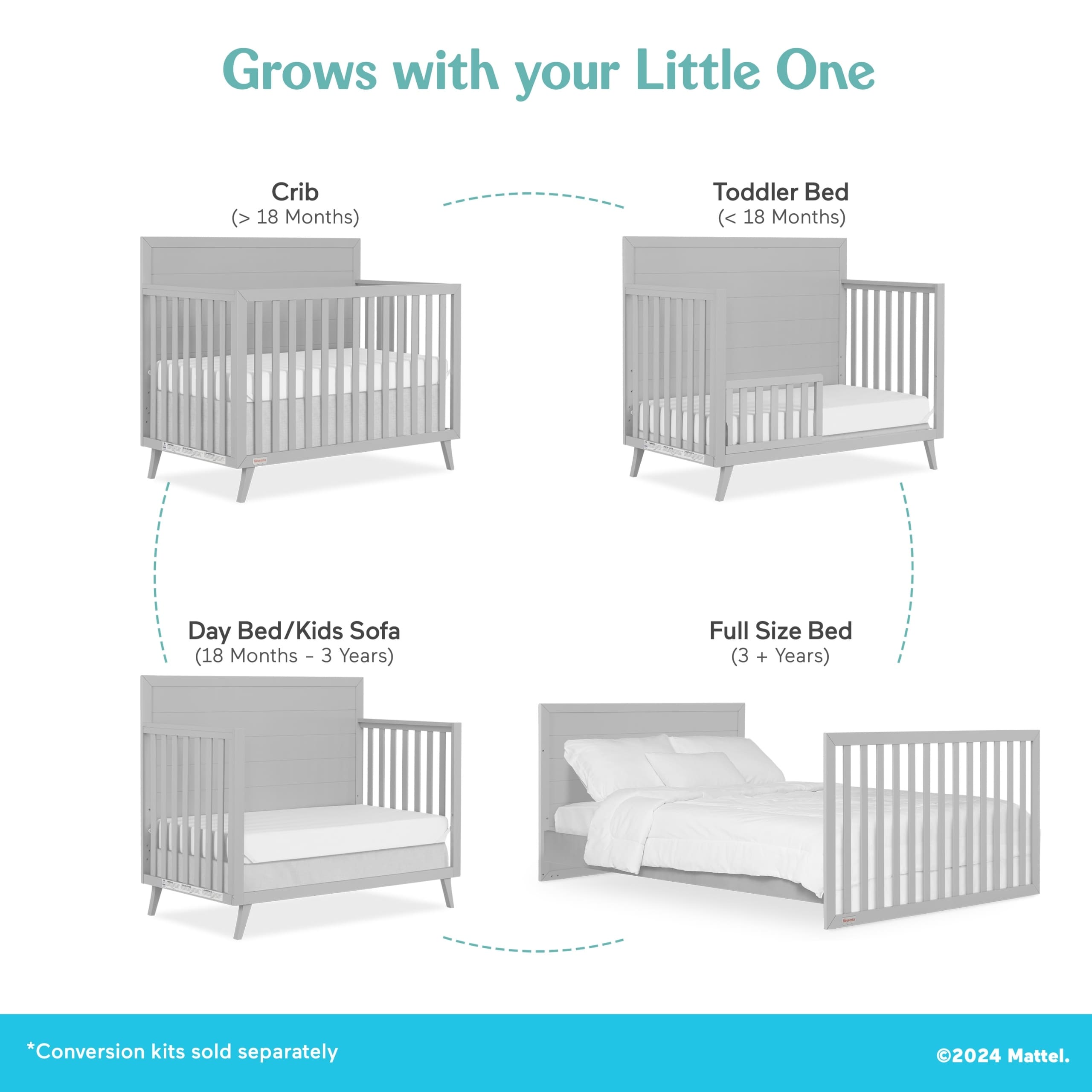 Fisher Price by Dream On Me Sanibel 5-in-1 Convertible Crib in