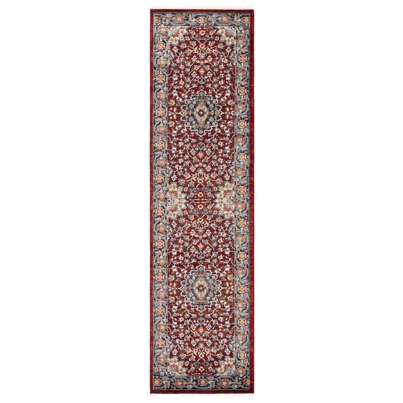 SAFAVIEH Lauren Ralph Lauren Kitza Transitional Rug - 2' x 8' Runner - Red/Navy