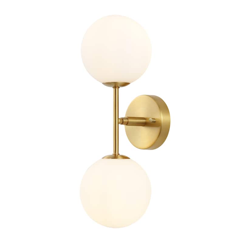 SAFAVIEH Rakhee 2-Light Globe Bathroom Vanity Wall Sconce (LED Bulbs Included) - 17.5 In. W x 7 In. D x 6 In. H - 18Wx7Dx6H