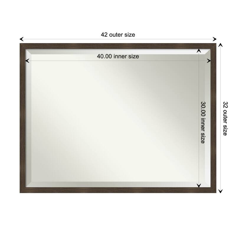 Woodgrain Stripe Beveled Wood Framed Wall Mirror - Woodgrain Stripe Chocolate - Glass Size 40x30