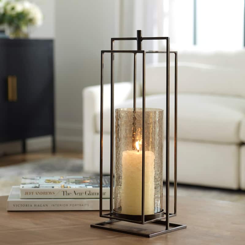 Uttermost Wenman Bronze Candleholder - 7"W x 18.5"H x 5.75"D