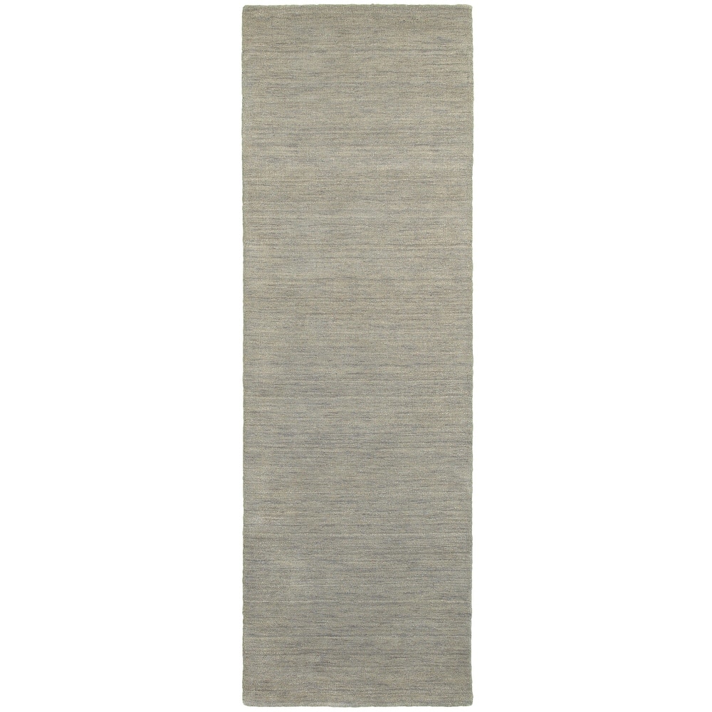Style Haven Heathered Solid Hand-crafted Plush Wool Area Rug