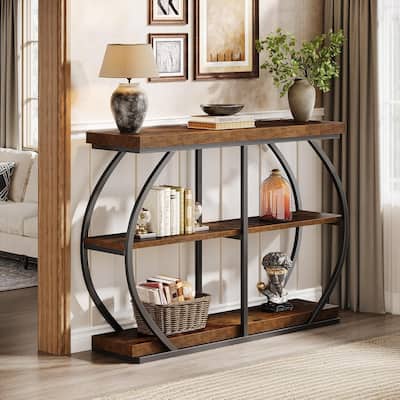 41.3 Inches Console Table, Industrial 3-Tier Entryway Table