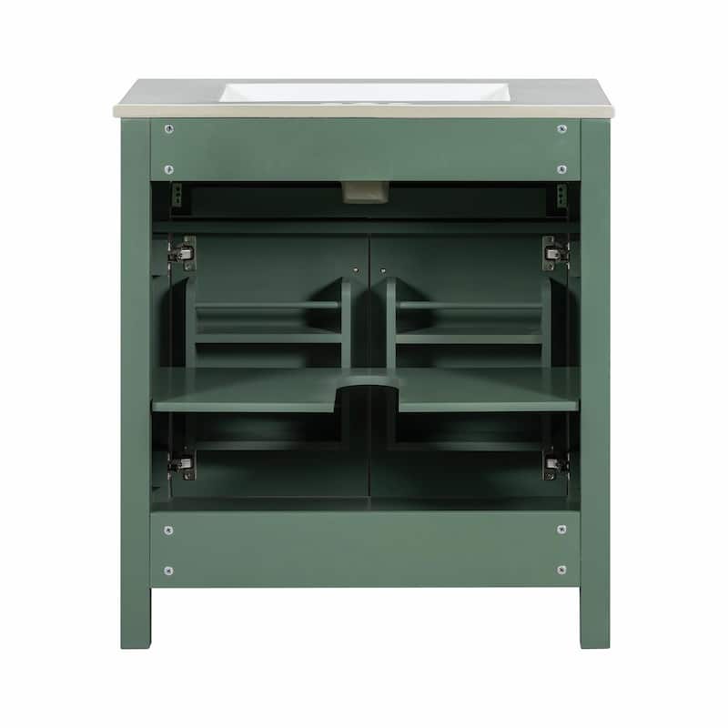 30-inch Modern Bathroom Vanity with Ceramic Sink and Versatile Storage