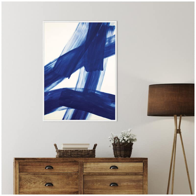 Kate and Laurel Cobalt Mark No. 3 by Amy Lighthall Framed Canvas Wall Art Print