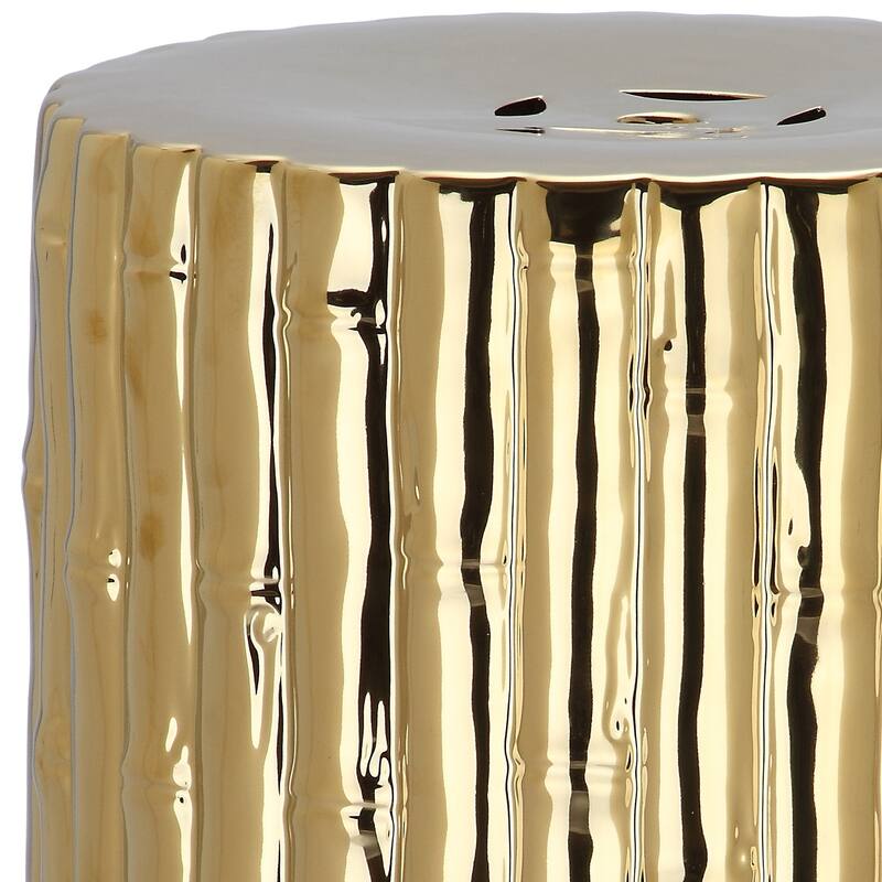SAFAVIEH Cobien Bamboo Gold Ceramic Decorative Garden Stool