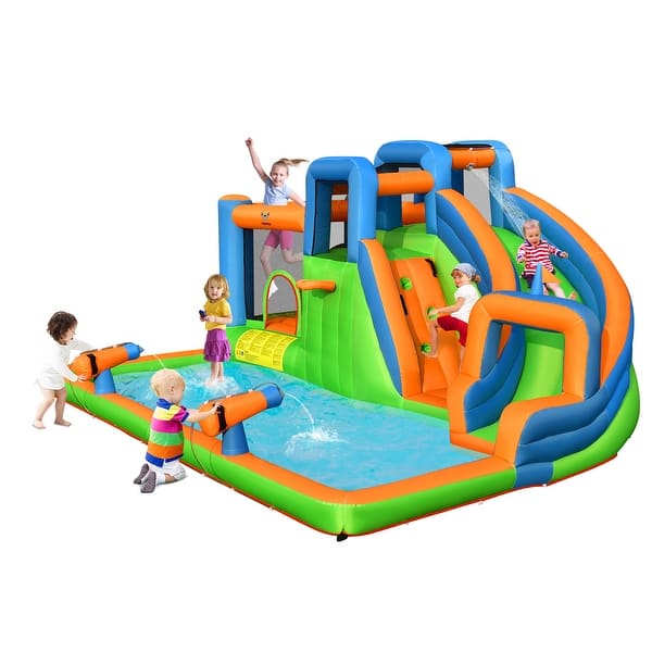 Costway Inflatable Water Slide Giant Bounce Castle w/Dual Climbing ...