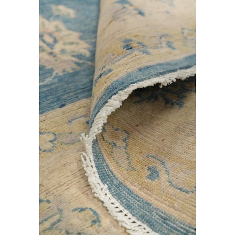 Hand Knotted Oriental 100% Wool Carpet Traditional Floral Navy Blue & Blues Kazak Area Rug - 11' 8'' X 9' 1''