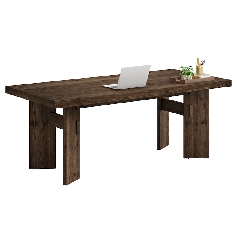 63" Solid Wood Executive Desk, Home Office Computer Study Writing Table for Office Conference Room