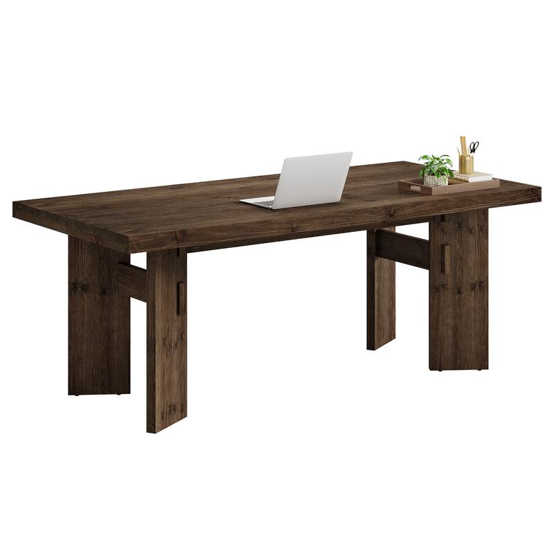 63-Inch Executive Desk, Solid Wood Home Office Computer Desk