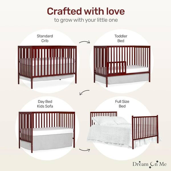 dimension image slide 0 of 2, Dream On Me Synergy 5-In-1 Convertible Crib In Cherry