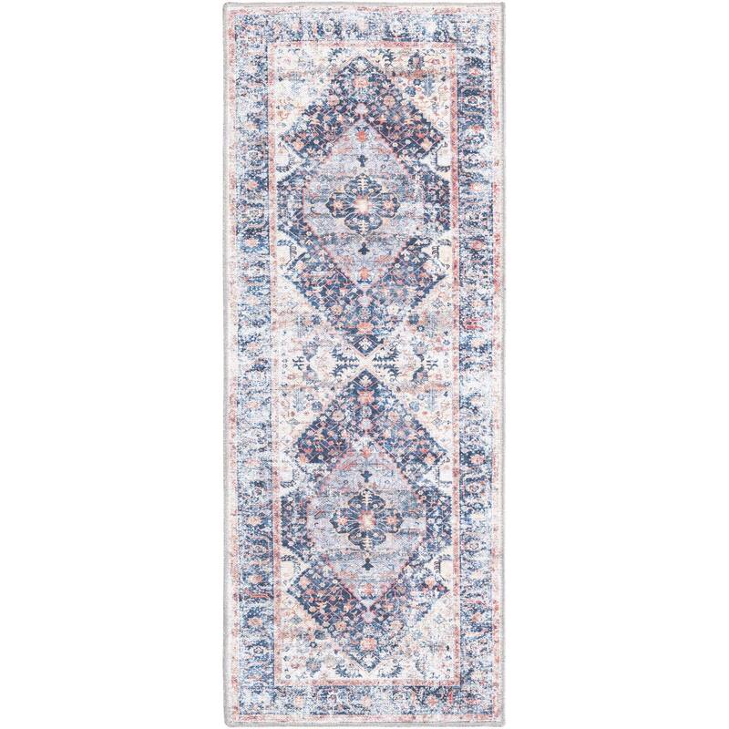 Traditional Tira Collection Area Rug - 2'x5' - Navy Blue