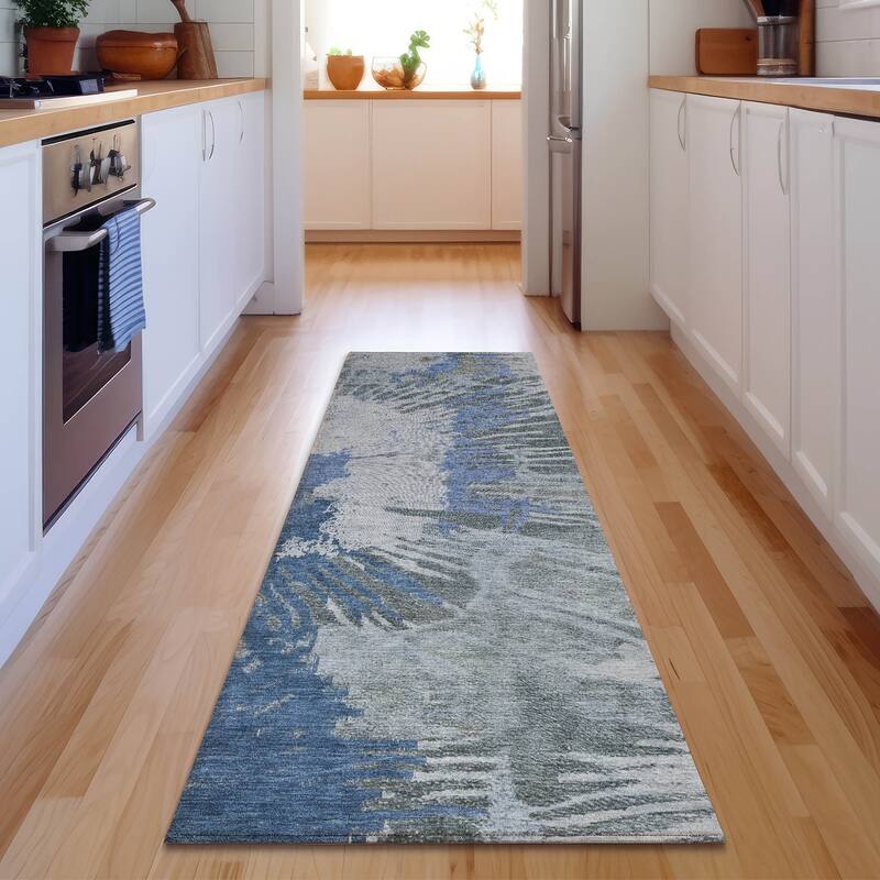 Premium Washable Super Soft Abstract Palmer Mayfield Rug - Blue - 2' 3" x 7' 6" - Runner
