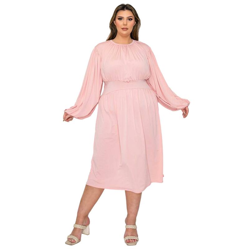 L I V D Women's Plus Size Audrey Ruched Midi Dress - Blush - 1X