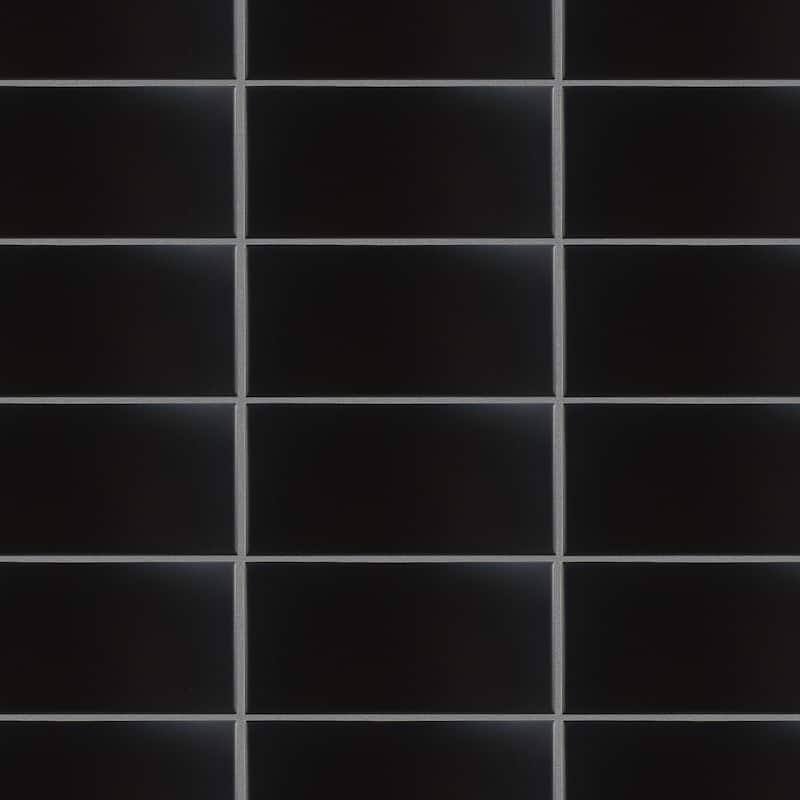 Merola Tile Projectos Black 3-7/8" x 7-3/4" Ceramic Floor and Wall Tile - Case (50 Tiles)