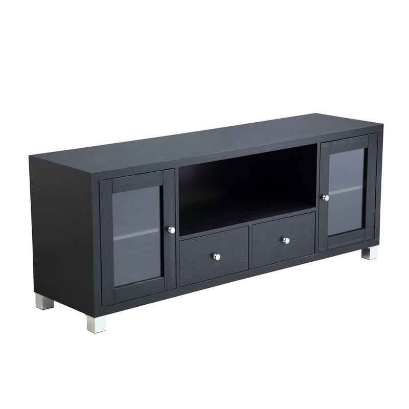 Black 2 Drawers 60-in TV Stand for TVs