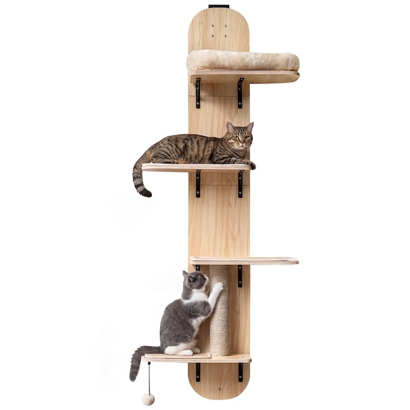 Gymax Door Hanging Cat Climber w/Plush Bed Scratching Post Carpeted