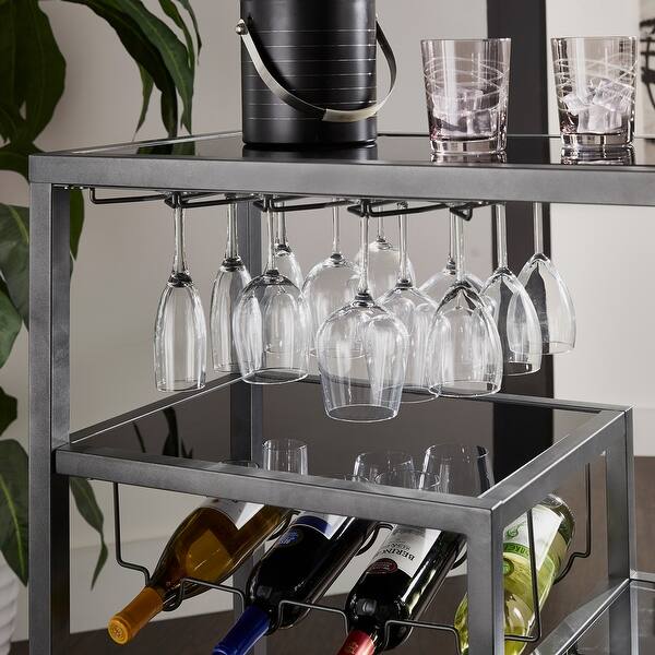 Metropolitan Glass Top Metal Bar Cart by iNSPIRE Q Bold Bar Cart On