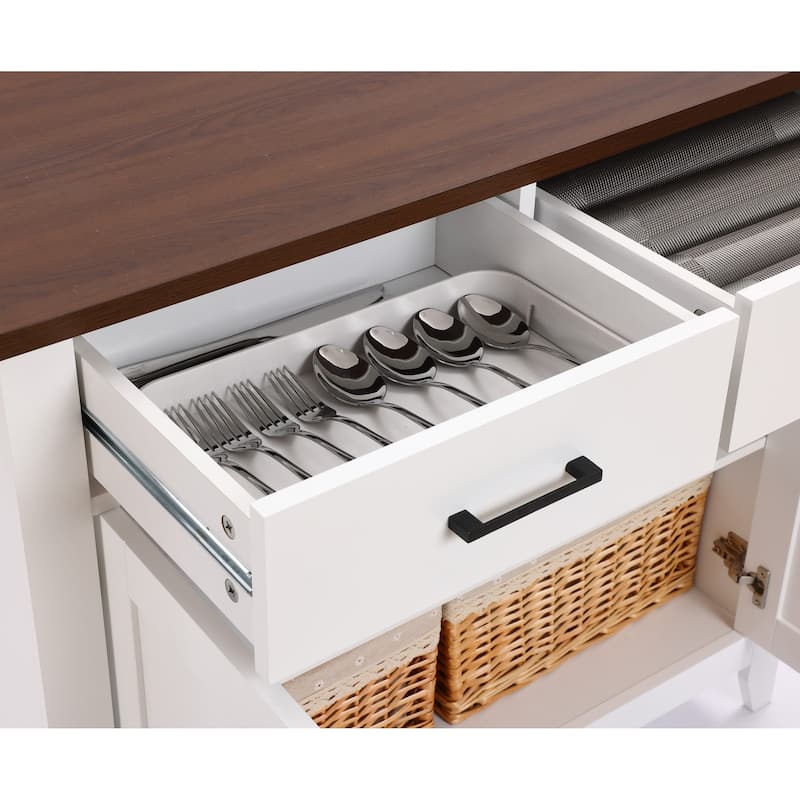 White Wood 2-Drawer 2-Door Sideboard Storage Cabinet - 32.83" H x 35.81" W x 15.75" D