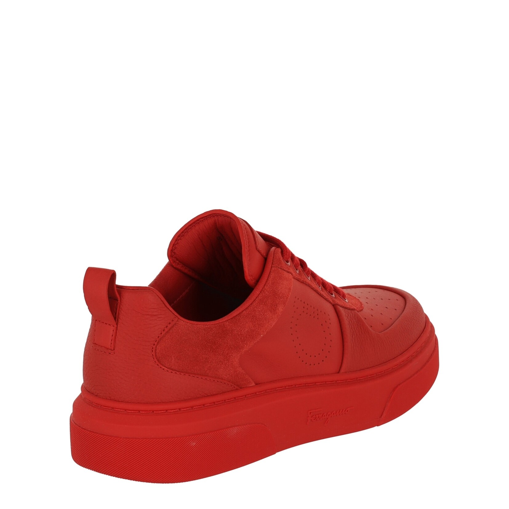 Ferragamo Cassina Leather-Trim Sneaker, Red NIB FERRAGAMO CASSINA RED BLACK LEATHER LOGO LACE UP  main image 2