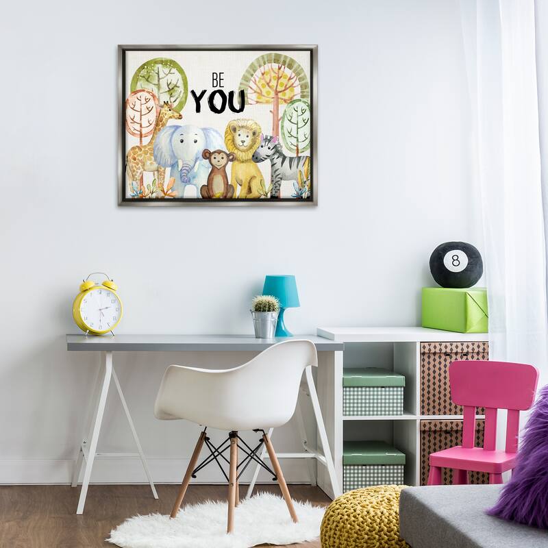 Stupell Be You Jungle Animals Framed Floater Canvas Wall Art Design By Kim Allen