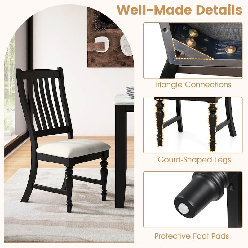 Costway Set of 2/4 Dining Chairs with Solid Wood Legs & Padded Seat - See Details