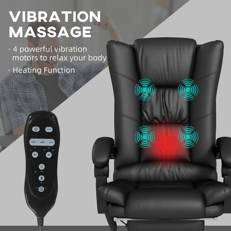 Ergonomic Executive Office Chair Massage Recliner Chair Computer Desk Chair with Lumbar Heating and Extendable Footrest