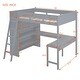 preview thumbnail 2 of 33, Full Size Wood Loft Bed with Desk and Shelf,Guardrail