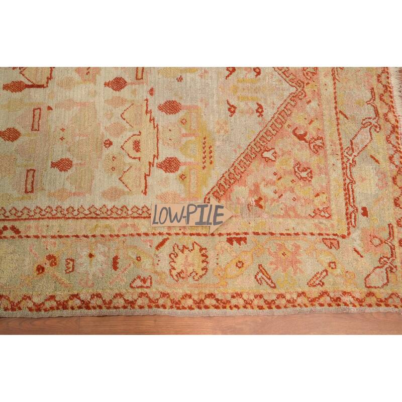 Hand Knotted Oriental 100% Wool Carpet Transitional Geometric Beige & Ivories Oushak Area Rug - 7' 1'' X 4' 4''