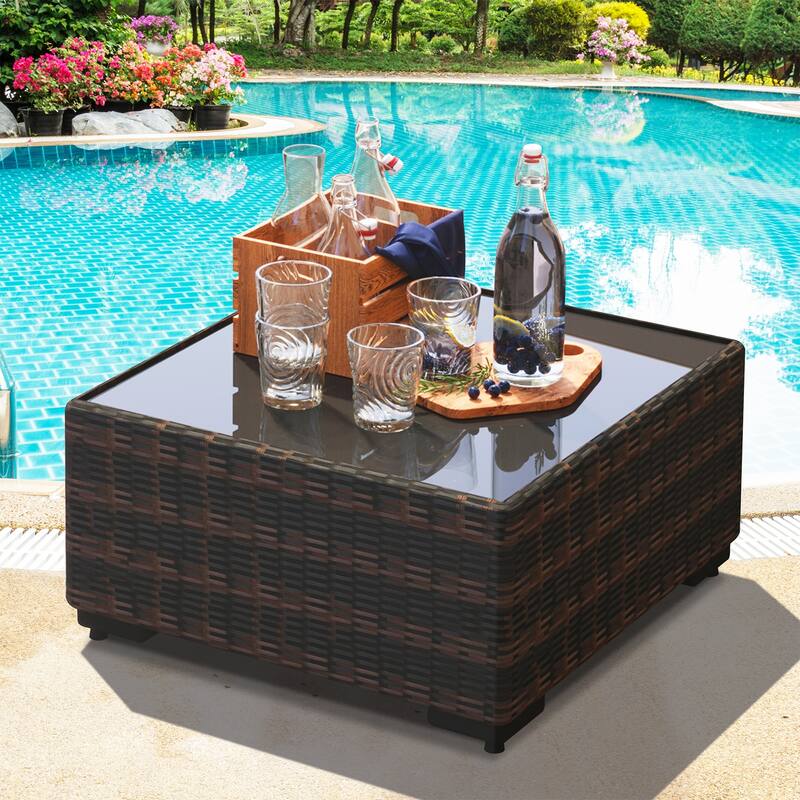 Patio Watcher Outdoor 8 Seater Rattan Sectional Set with Cusions and Coffe Table