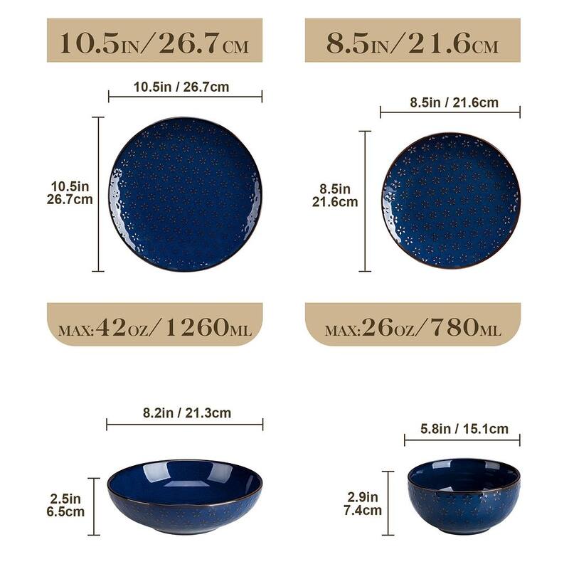 MALACASA LYDIA Embossed Stoneware 16-Piece Dinnerware Set