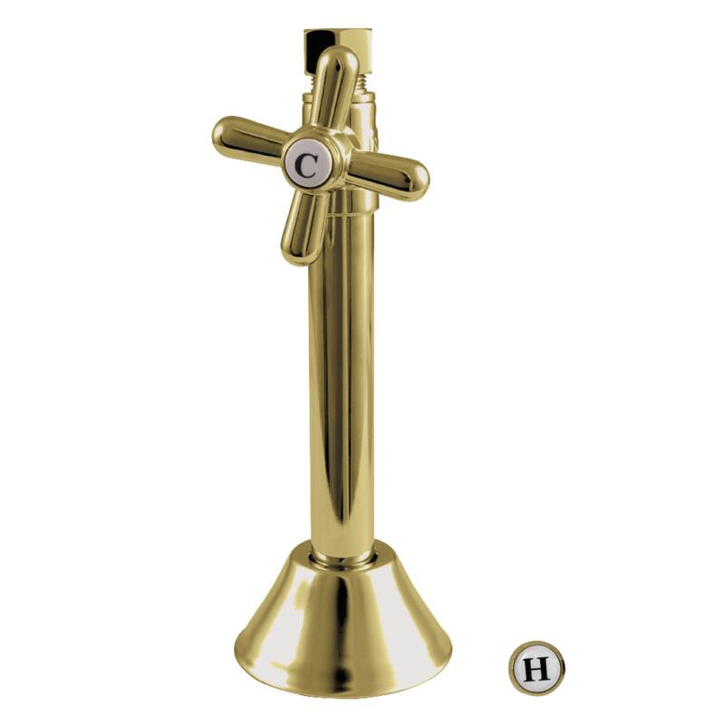 Kingston Brass Vintage 1/2-Inch Sweat x 3/8-Inch O.D. Comp Straight Shut-Off Valve with 5-Inch Extension - Polished Brass