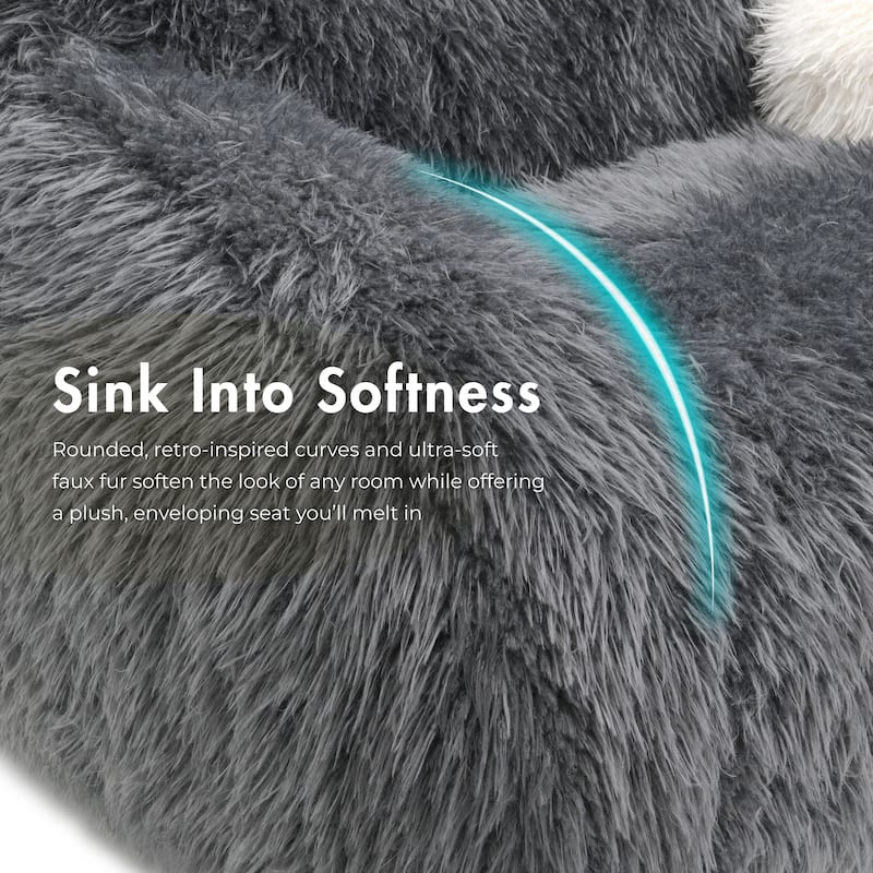 Furniture of America Cynra Modern 45-inch Faux Fur Swivel Arm Chair with Ball Pillow