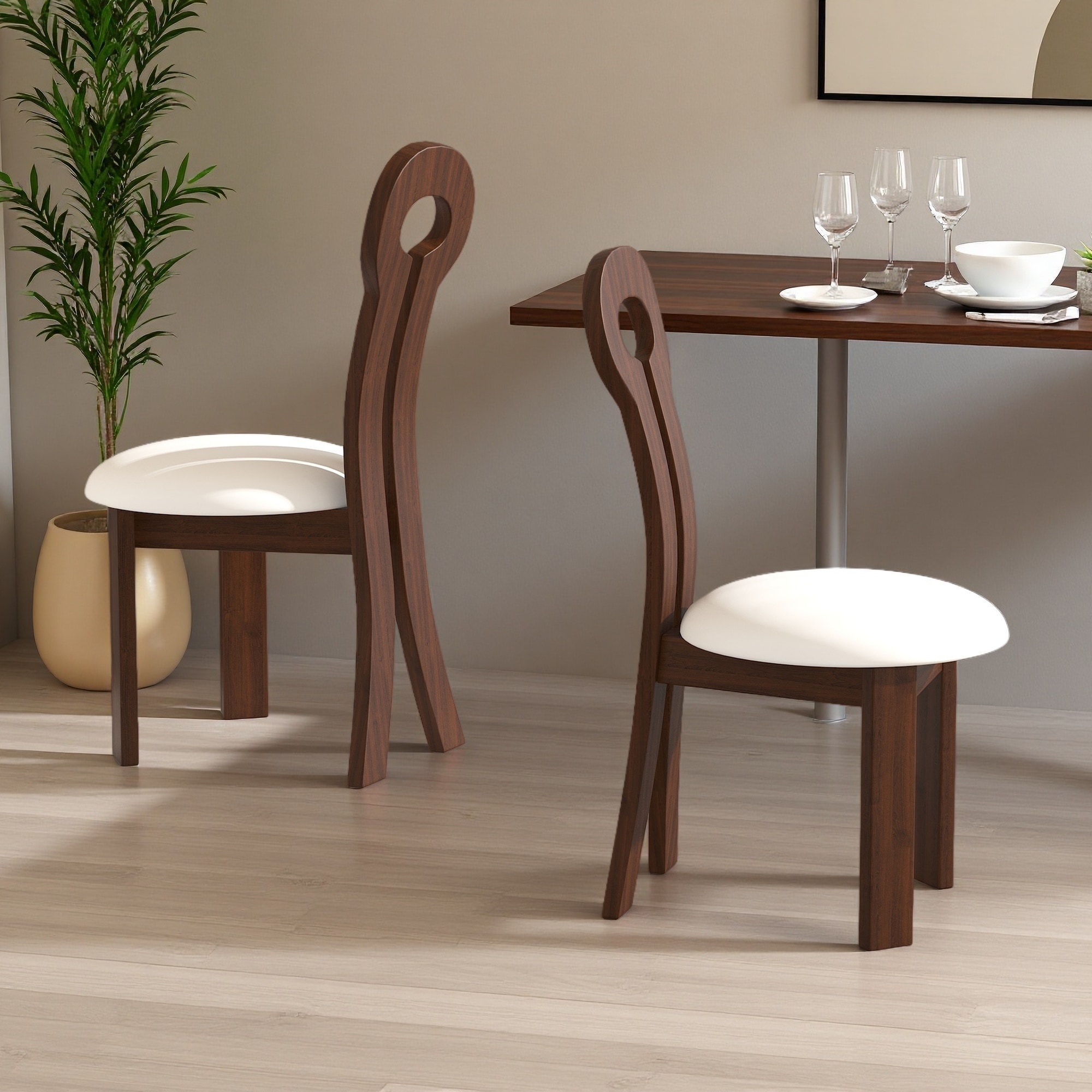 PU Leather Dining Chairs Set of 2 with Wooden Frame