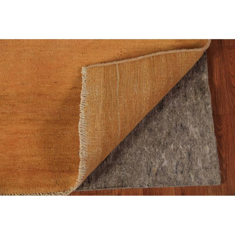 Orange Gabbeh Oriental Rug Hand-Knotted Wool Carpet - 3'0" x 3'10"