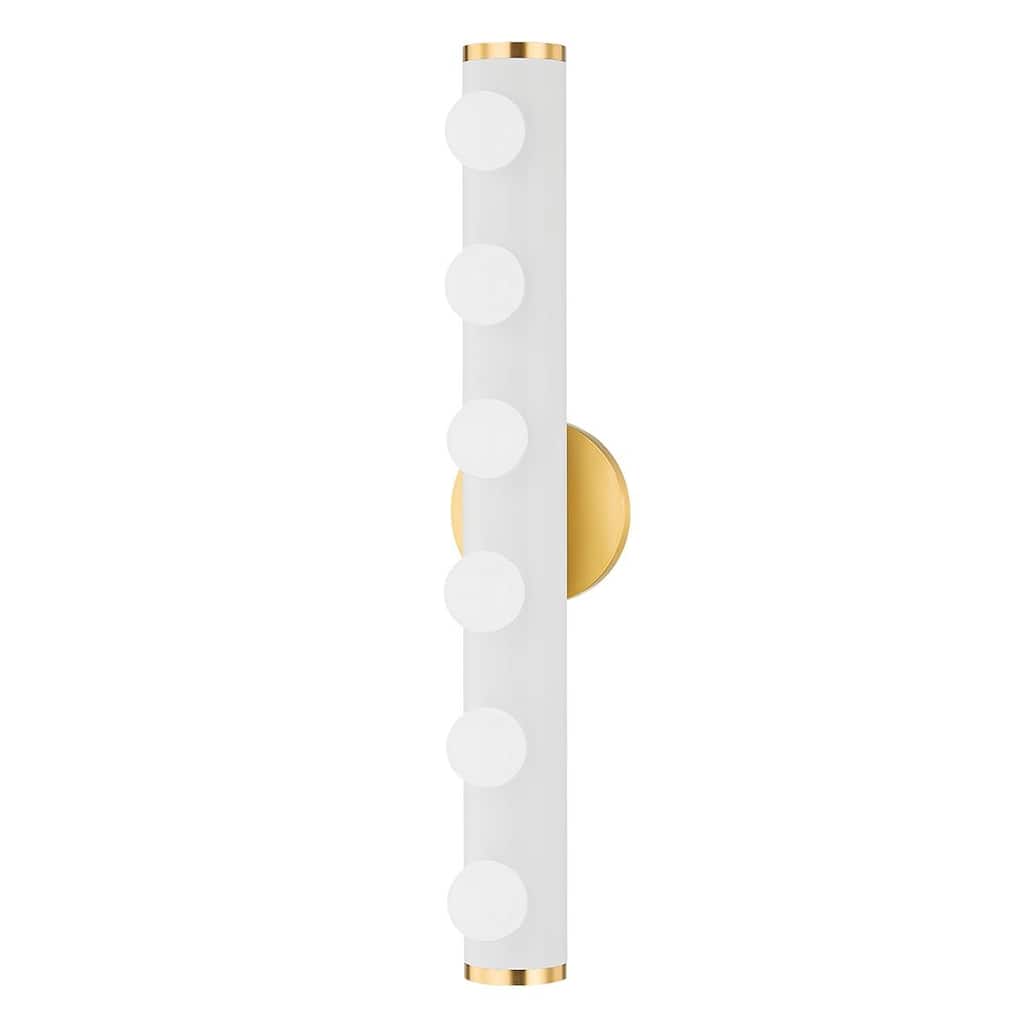 Mitzi By Hudson Valley Penny 6 Light Bath Bracket Aged Brass - White