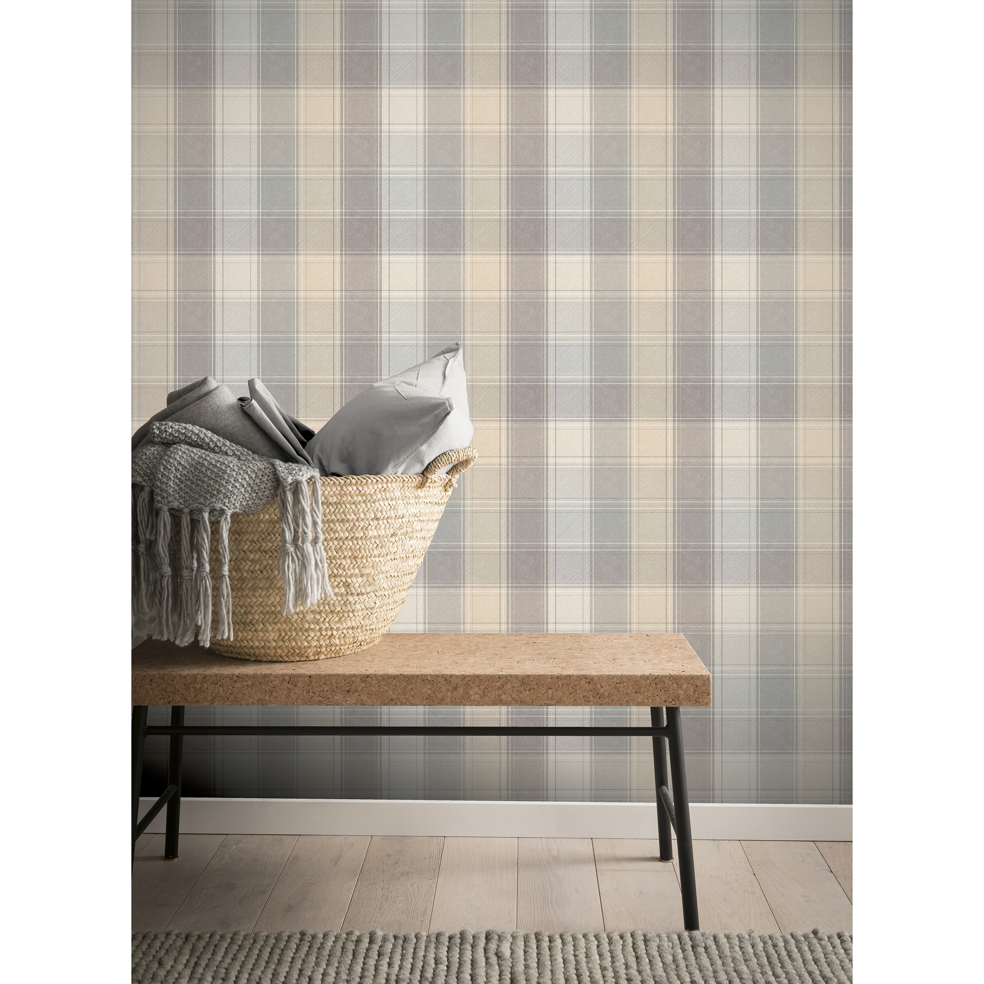 Arthouse Geraldine Grey Plaid Wallpaper