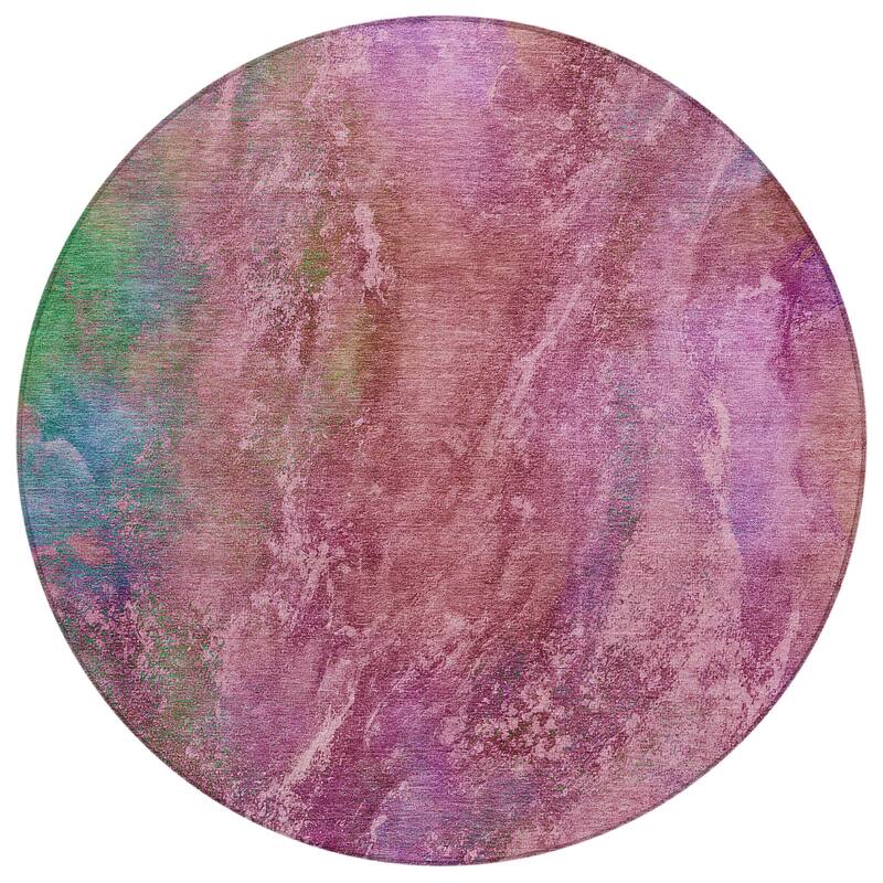 Machine Washable Indoor/ Outdoor Abstract Watercolor Chantille Rug