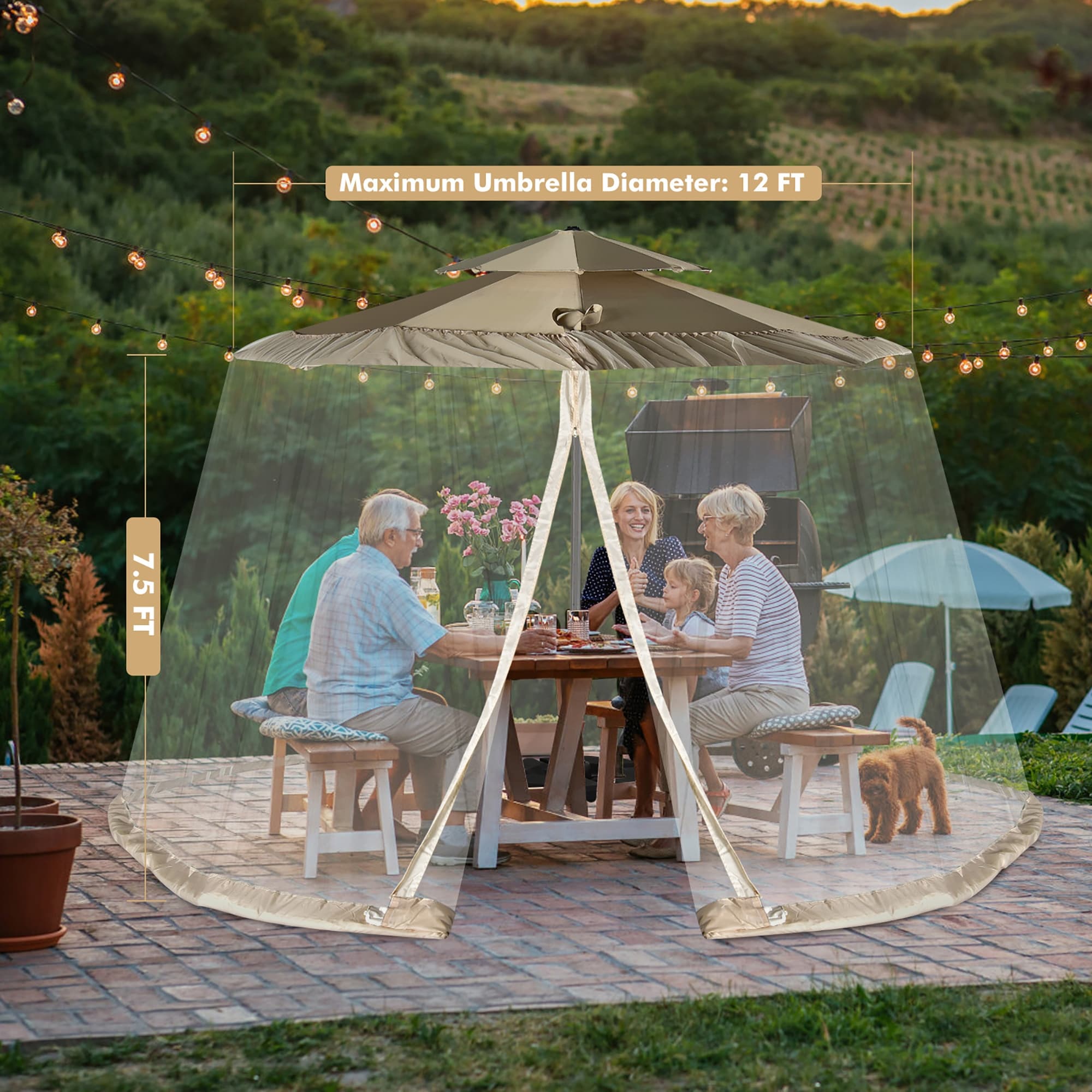 12 foot best sale umbrella mosquito net