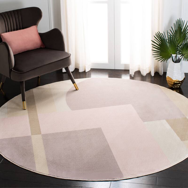 SAFAVIEH Orwell Theodocia Mid-Century Modern Rug - 6'7" Round - Pink/Purple