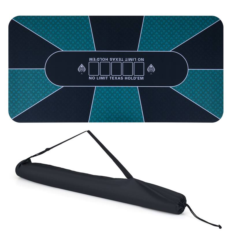 Gymax 70 x 35 Inch Poker Table Top w/Water-repellent Surface Anti-slip - Black & Green - Black & Green